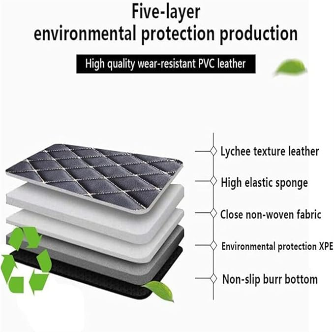 Custom Car Mats All Weather Fit Automotive Floor Mats PU Leather Protector Mat for Most Sedan, SUV, Truck Floor Mats(Black and Red Side)