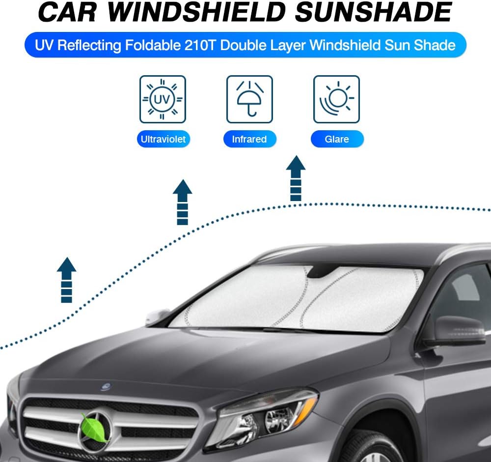 KUST Windshield Sun Shade for 2014-2020 Mercedes Benz GLA 180 200 220 250 Accessories Custom Fit Window Sunshade Foldable Sun Visor Protector Blocks UV Rays Keep Your Car Cooler
