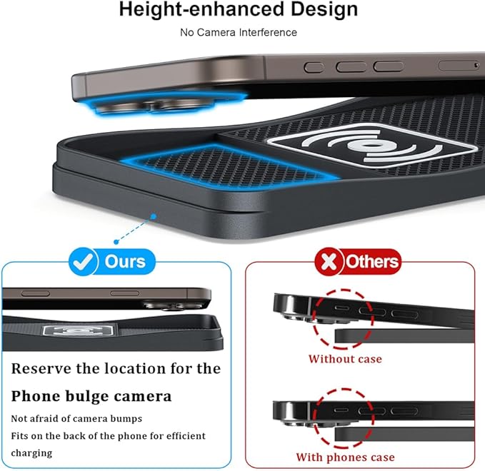 Car Wireless Charger Pad for Subaru Ascent Crosstrek Forester Tribeca Solterra 2000-2026, Type-C/USB 20W Fast Wireless Car Charger Pad Non-Slip Cordless Charging Mat