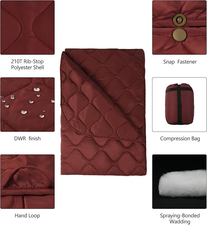 Poncho Liner Military Blanket Outdoor Camping Blankets for Travel, Beach, Grass, Picnic, Car Emergency, Outdoor, Survival