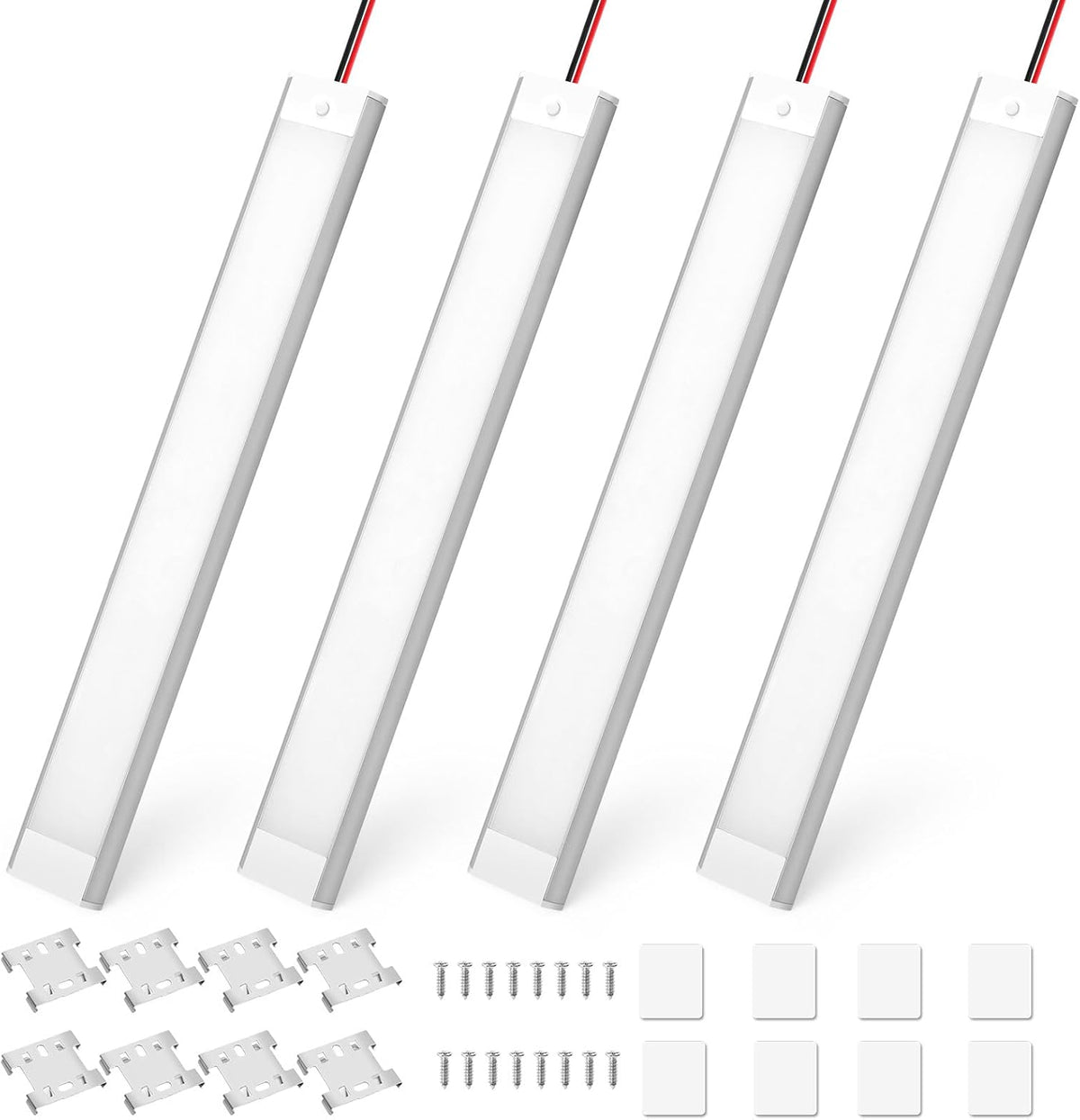 Linkstyle 4PCS 12V Interior LED Light Bar, 108 LEDs Light Strip Lights with Switch for Car Truck Camper Van RV, White