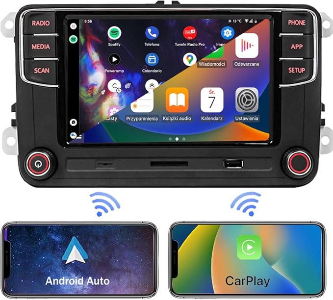SCUMAXCON Car Stereo Radio RCD360 PRO3S RCD330 Carplay Wireless Android Auto Bluetooth USB AM/FM RVC SD for VW Golf MK5 MK6 Passat Polo Jetta EOS CC (Backup Camera Actived)