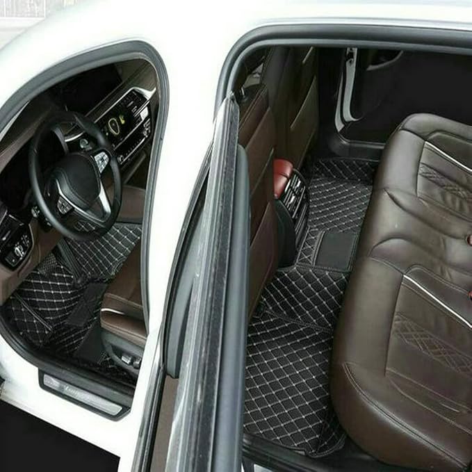 TREGOO All Weather Car Mats Custom Fit Non Slip Floor Mats for 1998-2025 Cars Personalized Leather Protection Pads Suitable for Men Women (Edge Purple with Black Horizontal Stripe)