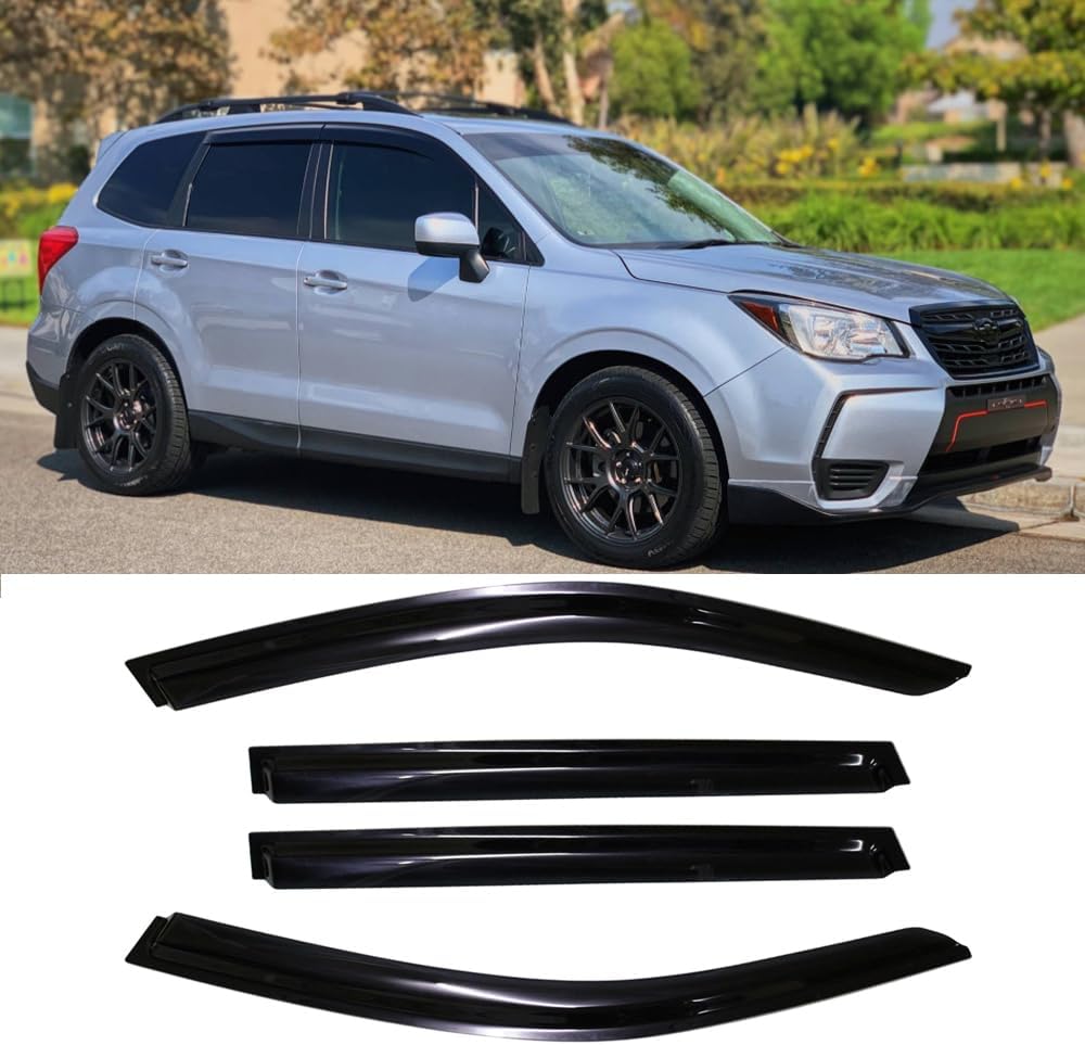 94375 Side Window Visor Wind Vent Deflector,4pcs Outside Mount Tape-On Nice Sun Rain Guards Set fit for 2014-2018 Subaru Forester