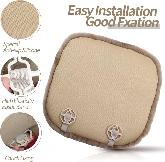 Genuine Sheepskin Auto Seat Pad, Australian Soft Wool Seat Cover Breathable and Sweat-Wicking Comfort Warm Universal Fit,19.2 inch x19.2 inch (Front seat Cushion 1pc, Ivory White)