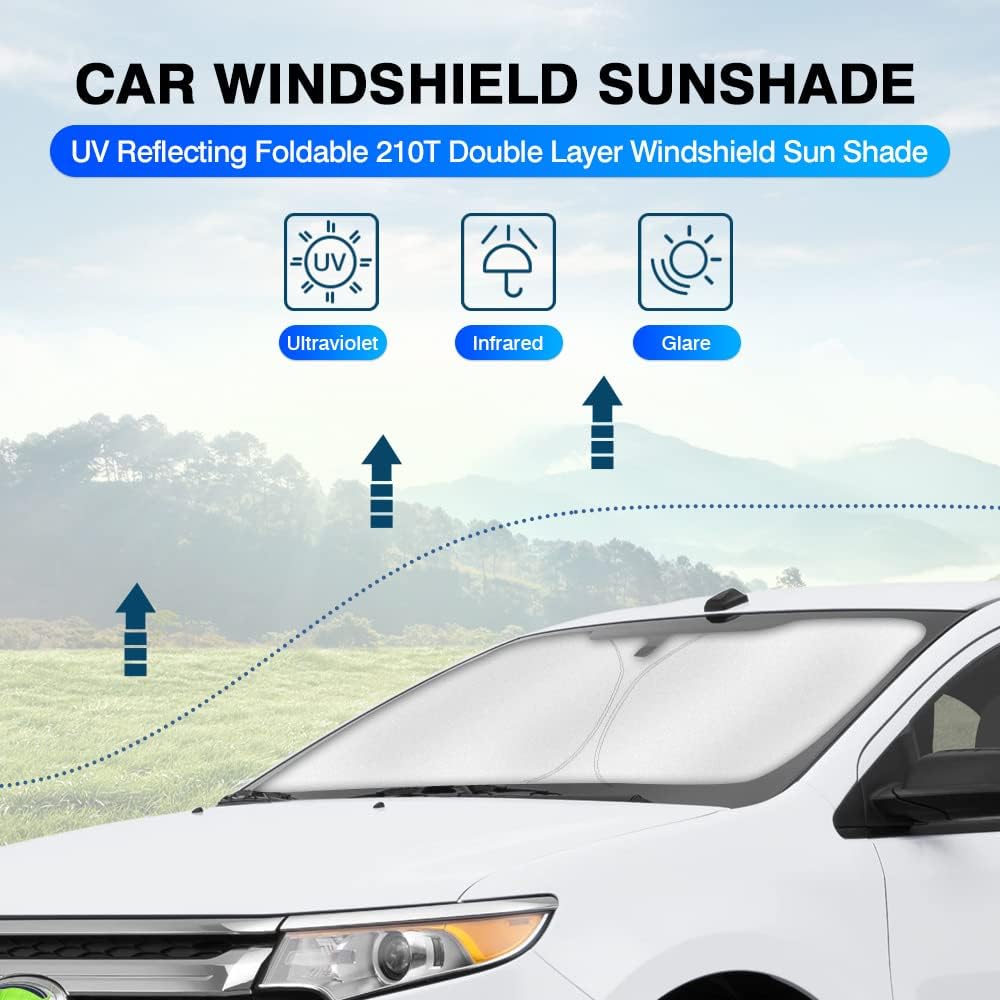 KUST Windshield Sun Shade for Ford Edge 2007-2014 Sunshade Window Sun Visor Protector Foldable Blocks UV Rays Keep Your Car Cooler