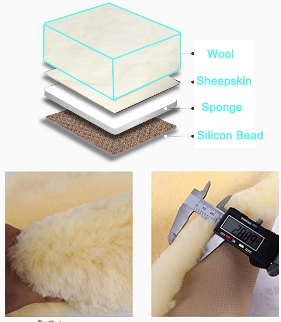 Fluffy Genuine Australia Sheepskin Car Seat Cover for Auto Interior Accessories with Soft Fuzzy Wool Eco-Friendly Natural Fur Non-Slip (White, Back)