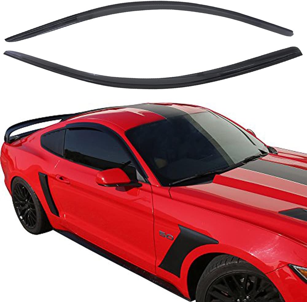 92359 Side Window Visor Wind Vent Deflector fit for 2015-2024 Ford Mustang,2pcs Outside Mount Style Tape-On Nice Sun Rain Guards Set