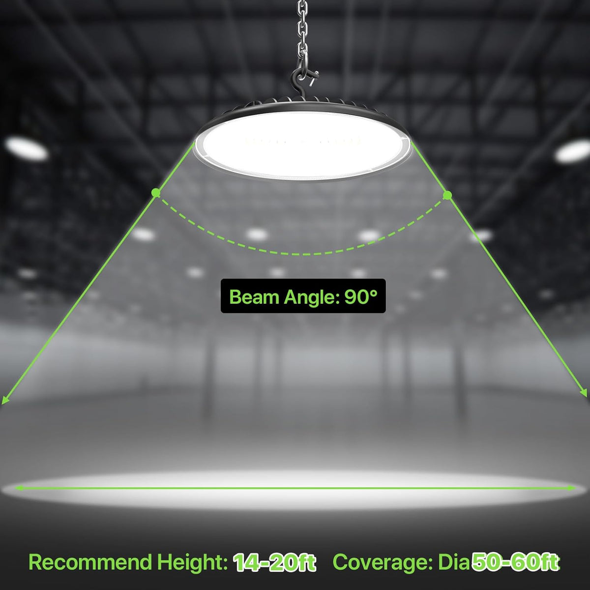 High Bay LED Shop Lights 200W - 28000LM 5000K High Bay Light, IP65 Waterproof with US Plug, Hanging Hook, 2 Pack Commercial Bay Lights for Barn, Warehouse ETL Listed