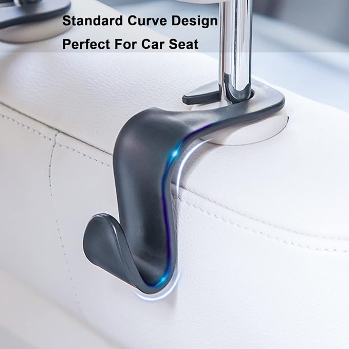 Car Seat Headrest Hook 4 Pack Vehicle Backpack Hooks Hanger Vehicles Holder Organizer for Purses,Bags,Cloths,Car Water Bottle Hook Seat Accessories