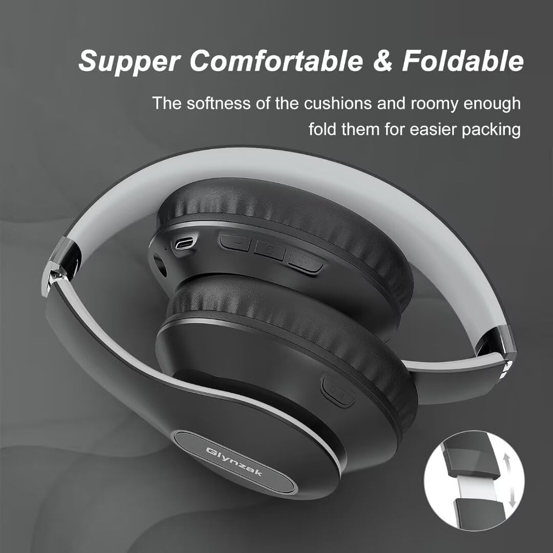 Wireless Bluetooth Headphones Over Ear, 65H Playtime HiFi Stereo Headset with Microphone and 6EQ Modes Foldable V5.3 Bluetooth Wireless Headphones for Travel Computer Laptop
