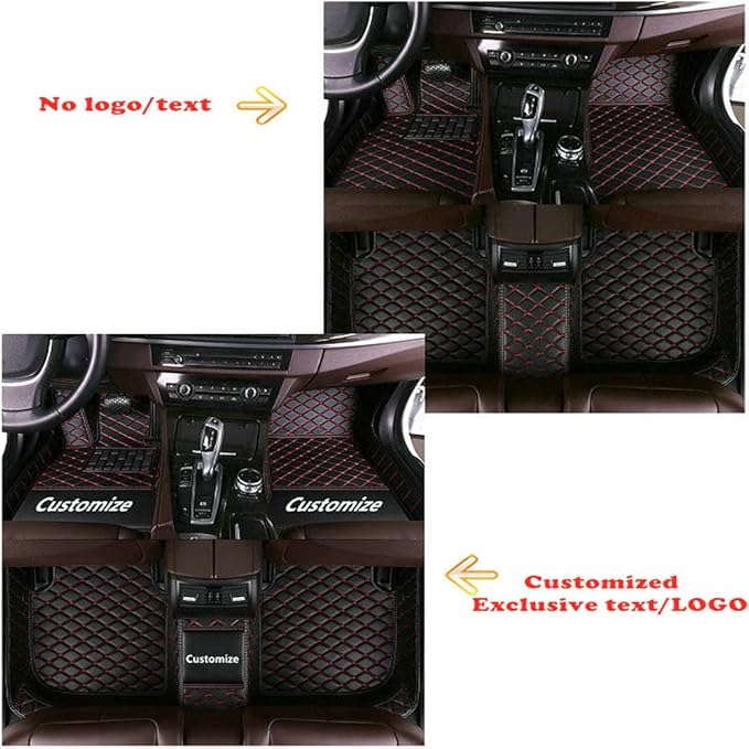 Custom Personalized Floor Mats for Cars - Luxury Full Coverage All Weather Mats, Anti-Slip Leather Mat Set, Fit for 99% of Cars, SUVs & Trucks (Black Beige, A-Diamond)