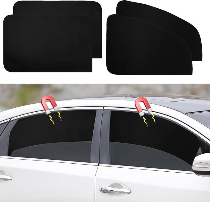 Ovege Car Window Shades Magnetic 4pcs-Blackout Side Window Shade for Baby in Car Privacy Curtain UV Protection