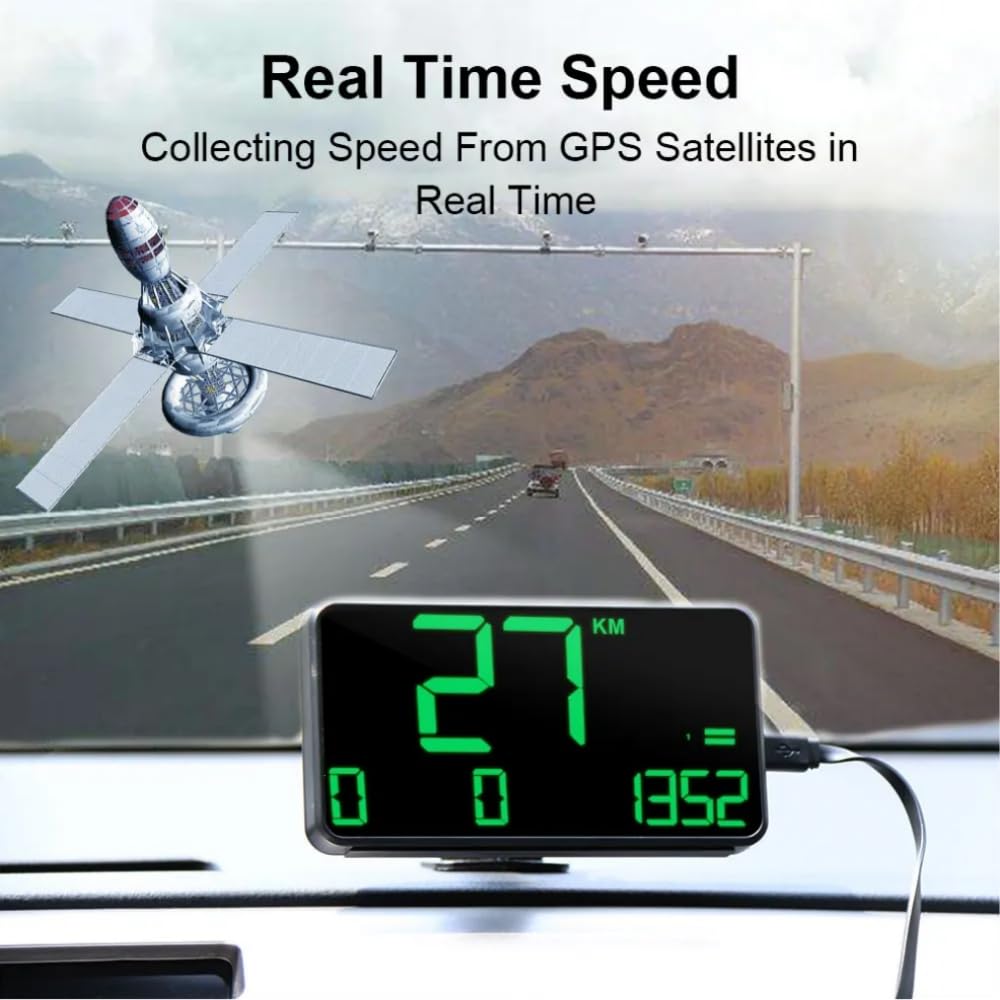 Digital GPS Speedometer Heads Up Display for Cars New HUD MPH Odometer Trip Meter for Trucks Golf cart All Vehicles, 5.3 Inch Big Screen, USB Cable Plug & Play (C90)
