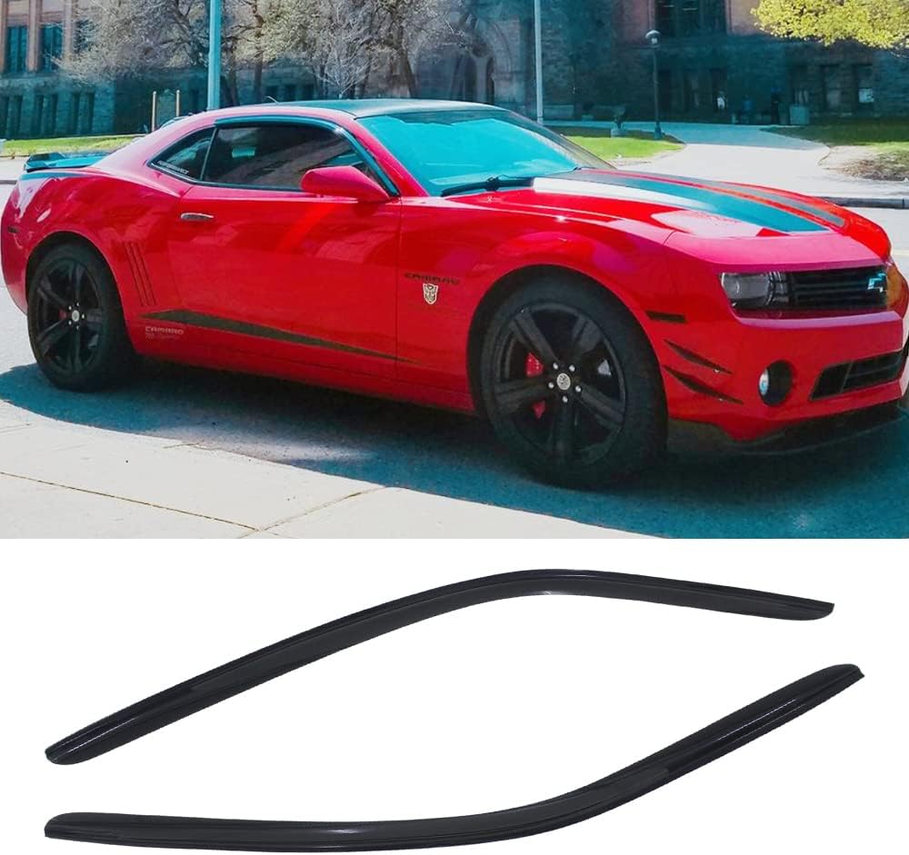 92341 Side Window Visors Wind Vent Deflector for 2010-2024 Chevrolet Camaro,2pcs Outside Mount Tape-On Dark Smoke Nice Sun Rain Guards Set