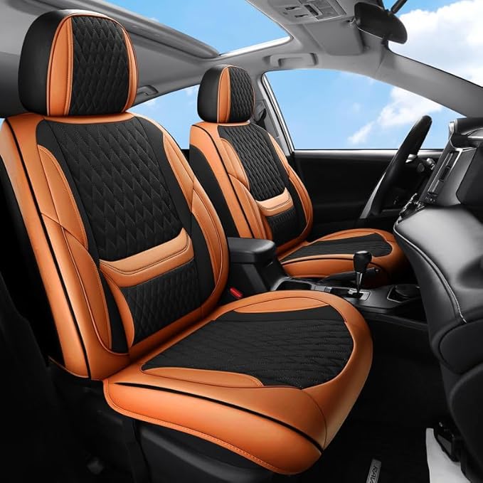 Car Seat Covers Full Set Custom Fit for Buick Envista 2024-2026 - Premium Faux Leather with Lumbar Support | Breathable, Waterproof, Anti-Slip, Durable (Black&Brown,Full Set)