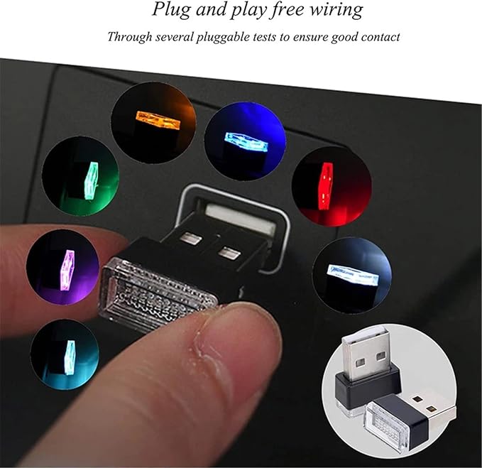 1/4/10 PCS USB LED Light Car Interior Styling Atmosphere Decorative Lamps Mini Universal Portable Ambient Lighting Kit Red Bule(4 PCS_Purple)