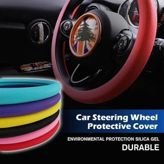 Silicone Steering Wheel Cover, Car Steering Wheel Cover, Anti-Slip Car Steering Wheel Protective Cover, Fit 12.6-16 Inch, for Car SUV Truck Van, for Women & Men (Gray)