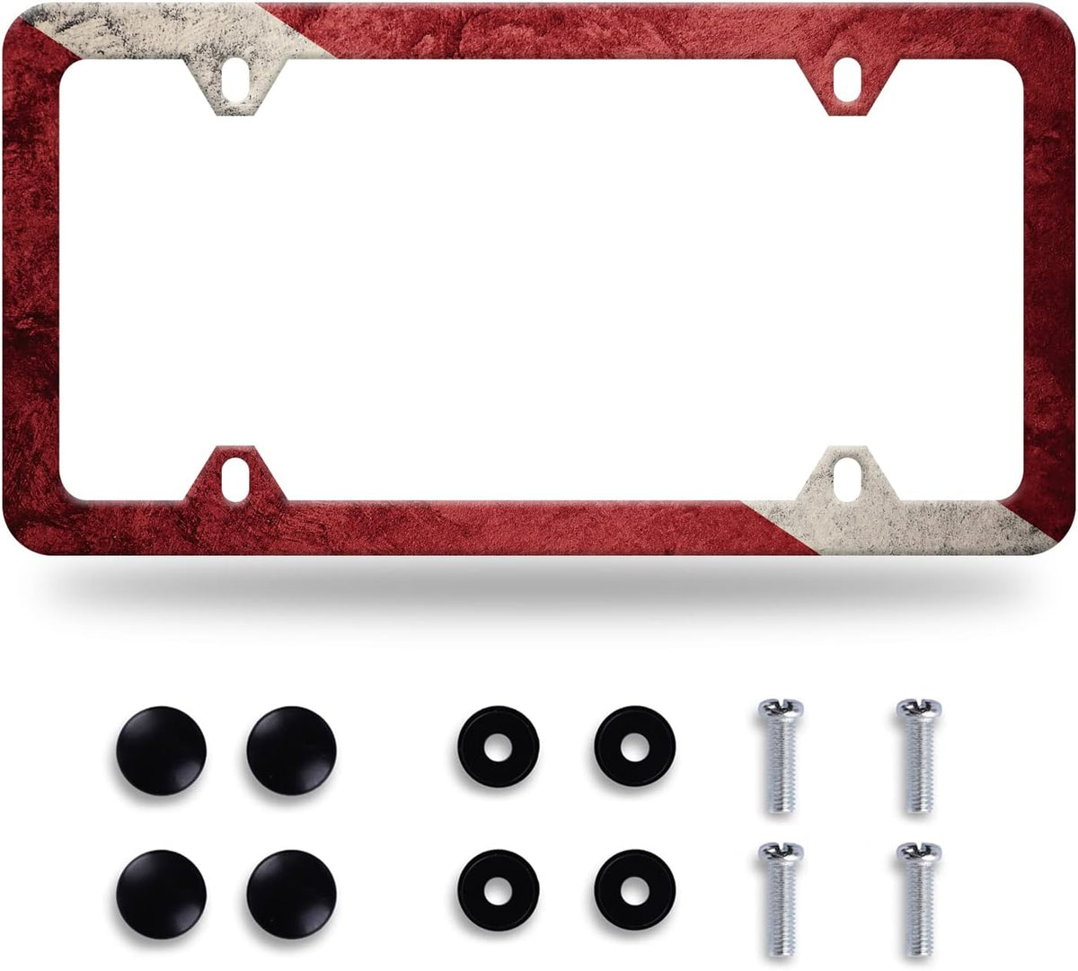 Vintage Dive Down Flag License Plate Diving Flag License Plate Stainless Steel Parts Funny License Plate Decorative with Screws Size 12.3" x 6.3" for Women Men