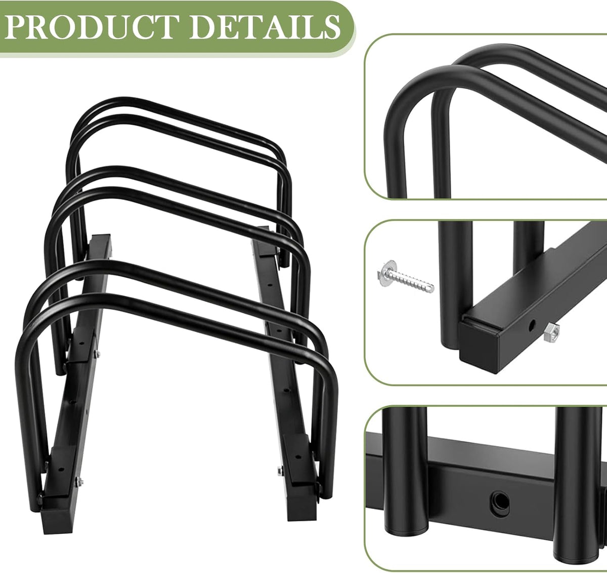 iCool Bike Stand for 3 Bikes, Parking Rack - Garage to Outdoor Use, Max. Tire Width 2.15"
