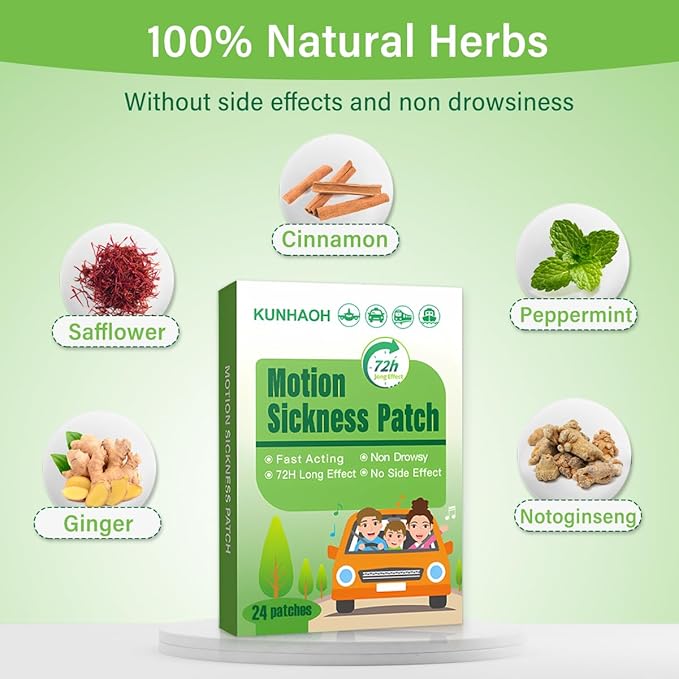 (2026 New) Motion Sickness Patches Non-Drowsy, 100% Natural Motion Sickness Patch(Efficient– Lasts 72 Hours)-for Car Airplane Ship Altitude Sickness(Travel Essentials)-for Adults and Kids(36 Count)