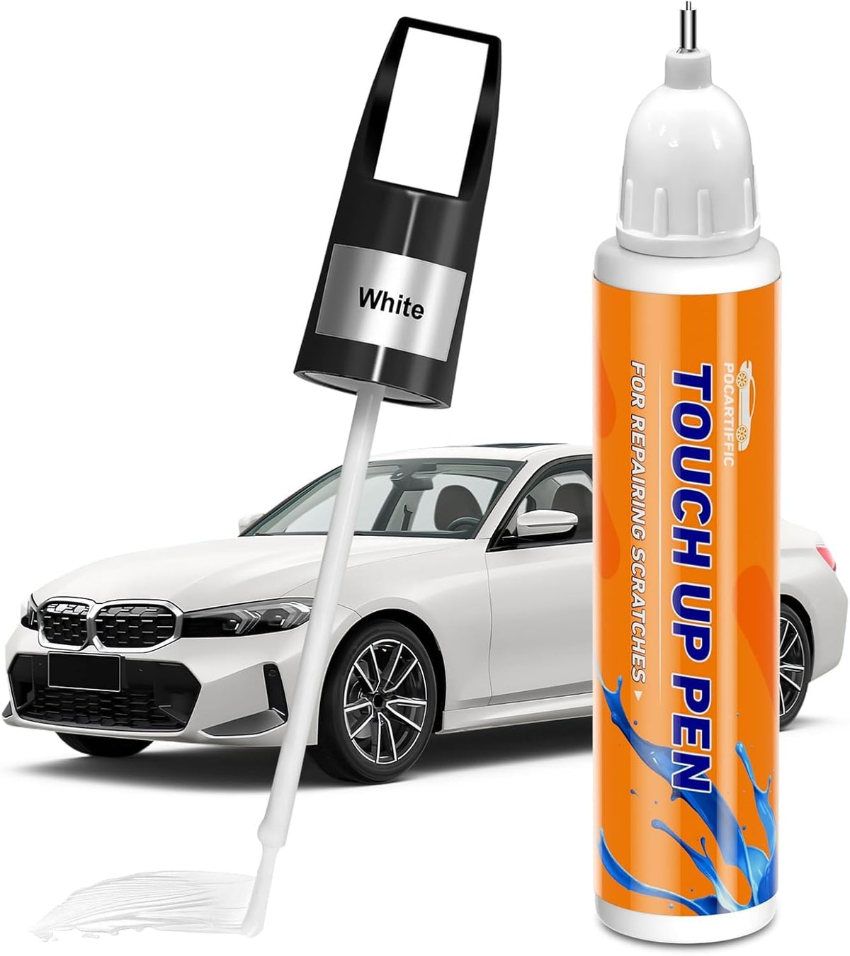 White Touch Up Paint for Car, Car Paint Scratch Repair, White Car Paint Touch Up, Auto Paint Repair Pen, Color Accurate Scratch Remover
