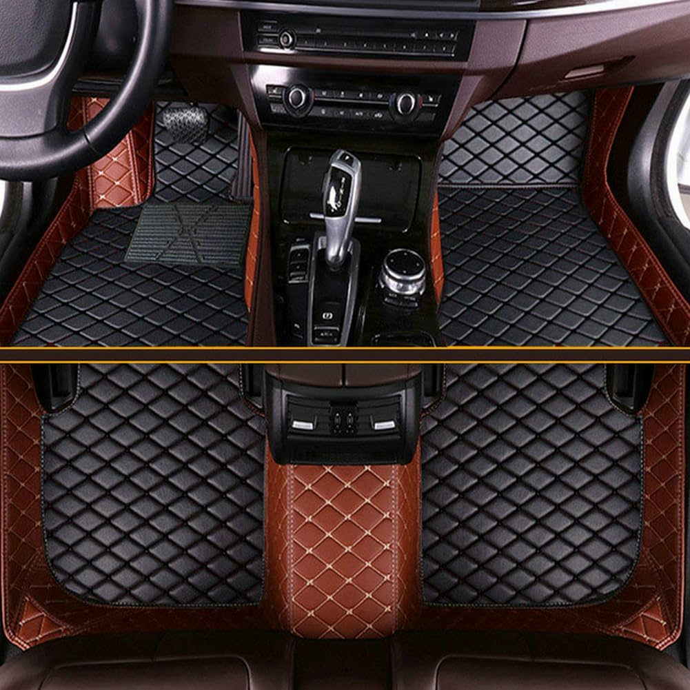 Customized personalized car floor mats, all-weather luxury car floor mats, waterproof and anti slip leather car floor mat lining, 95% customized car, truck, and SUV floor mats (Edge light brown1)