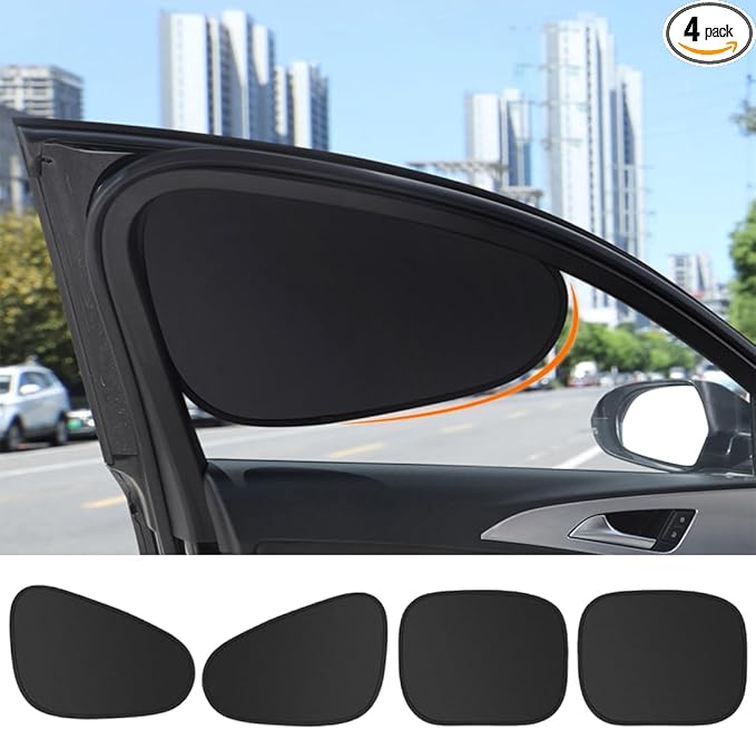 4PCS Car Window Shade, Automobile Sunshade, Car Sun Blocker, Static Suction car Window Sunshade, 99% Sun-Blocking Rate, Front and Rear Window sunshades