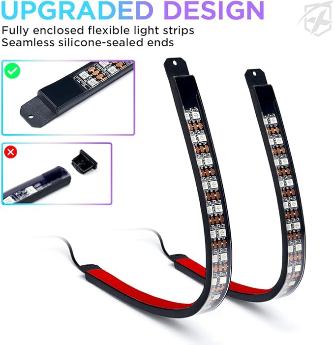 Xprite Upgraded 144LED RGB Interior Car Lights with Smart App Control/Wireless Remote Control, Music Sync Mode, DIY Mode and Multiple Scene Options, Universal for Cars Truck ATV UTV(4pcs)