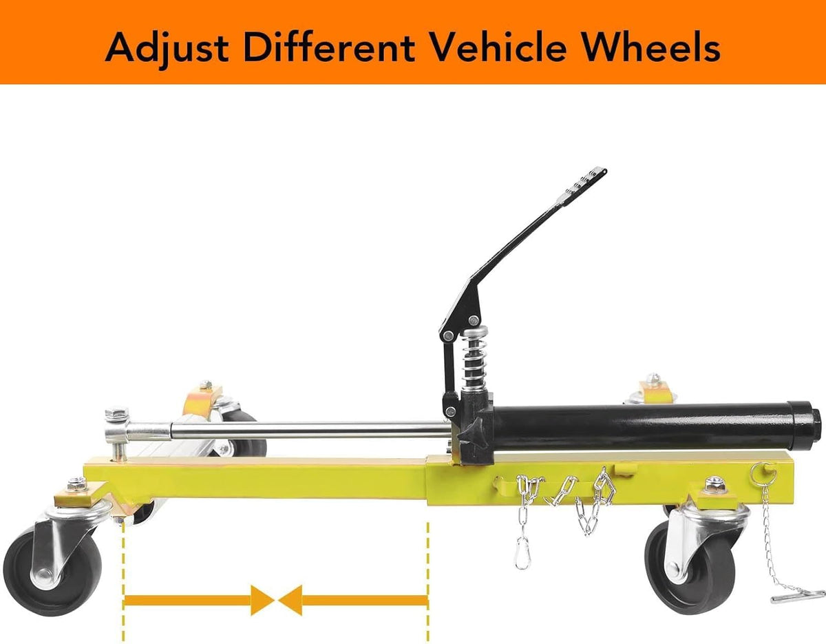 2 Pcs Car Wheel Dolly with Hydraulic Tire Jack, 1500LBS Capacity Trailer Dolly for Vehicle Positioning for Truck RV Trailer, Yellow