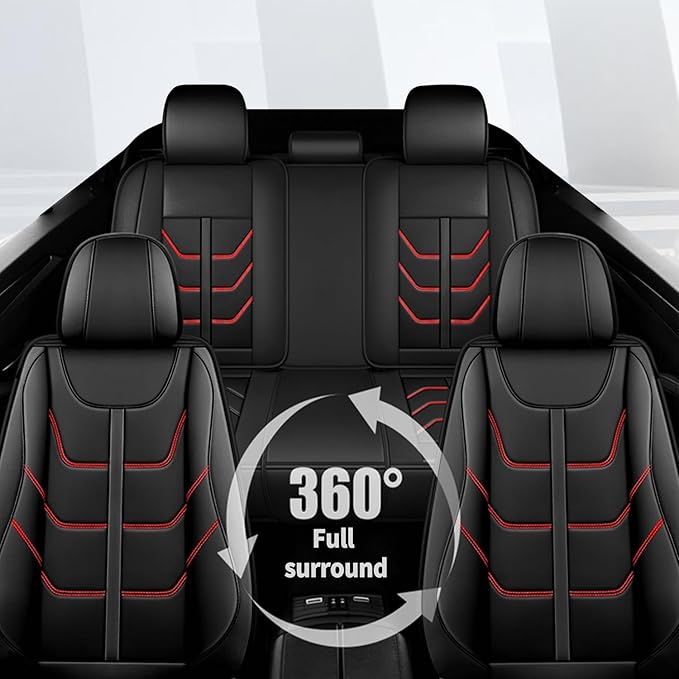 TTX LIGHTING Car Seat Covers fit for Acura TL 2004-2014 Full Set: Premium Leather Automotive Seat Cover with Airbag Compatible Waterproof (5 Seats, Redline)