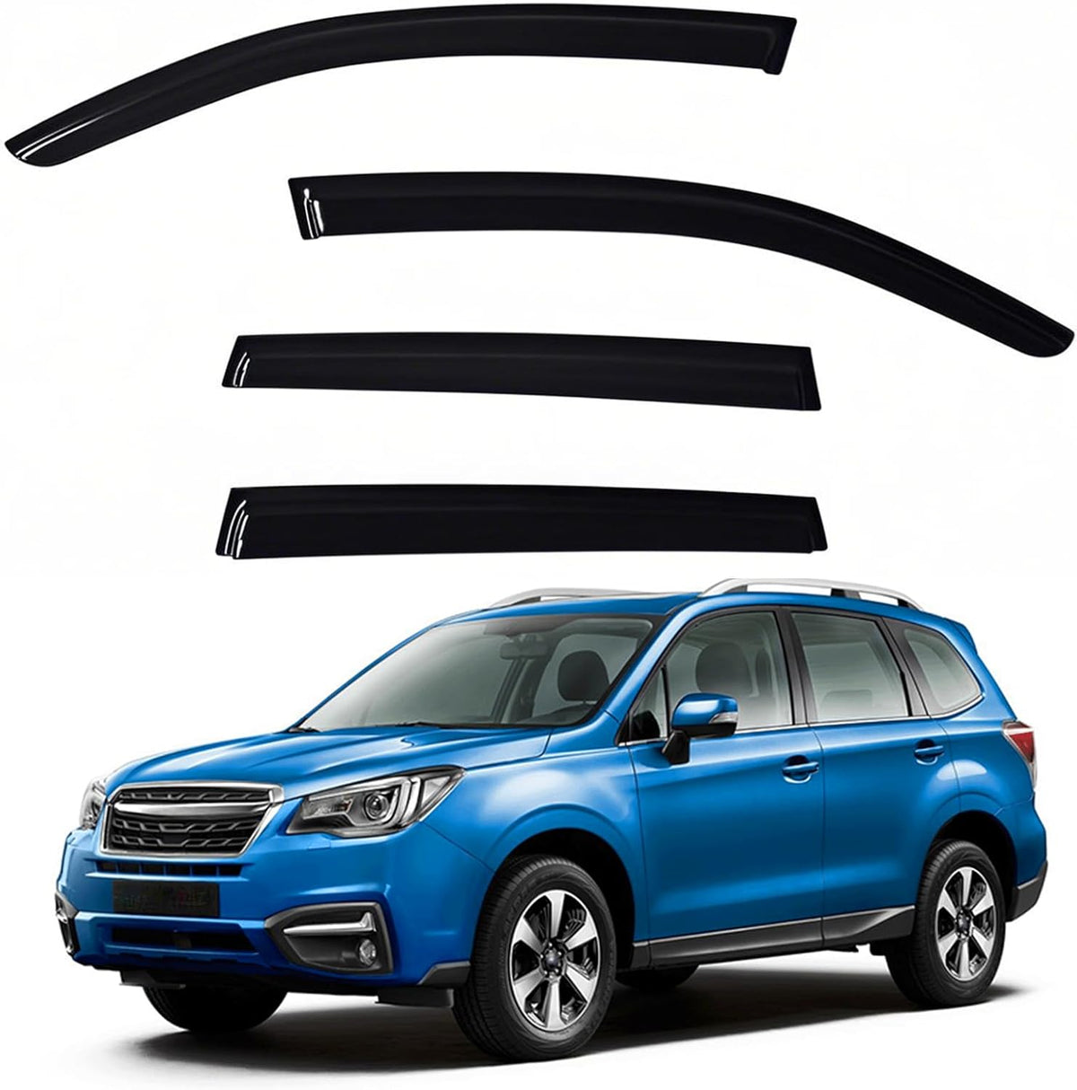 Window Visors Rain Guards fits 2014-2018 Forester, Out-Channel Window Wind Deflectors Vent Shades Accessories, Dark Smoke 4 Pcs, 2015 2016 2017