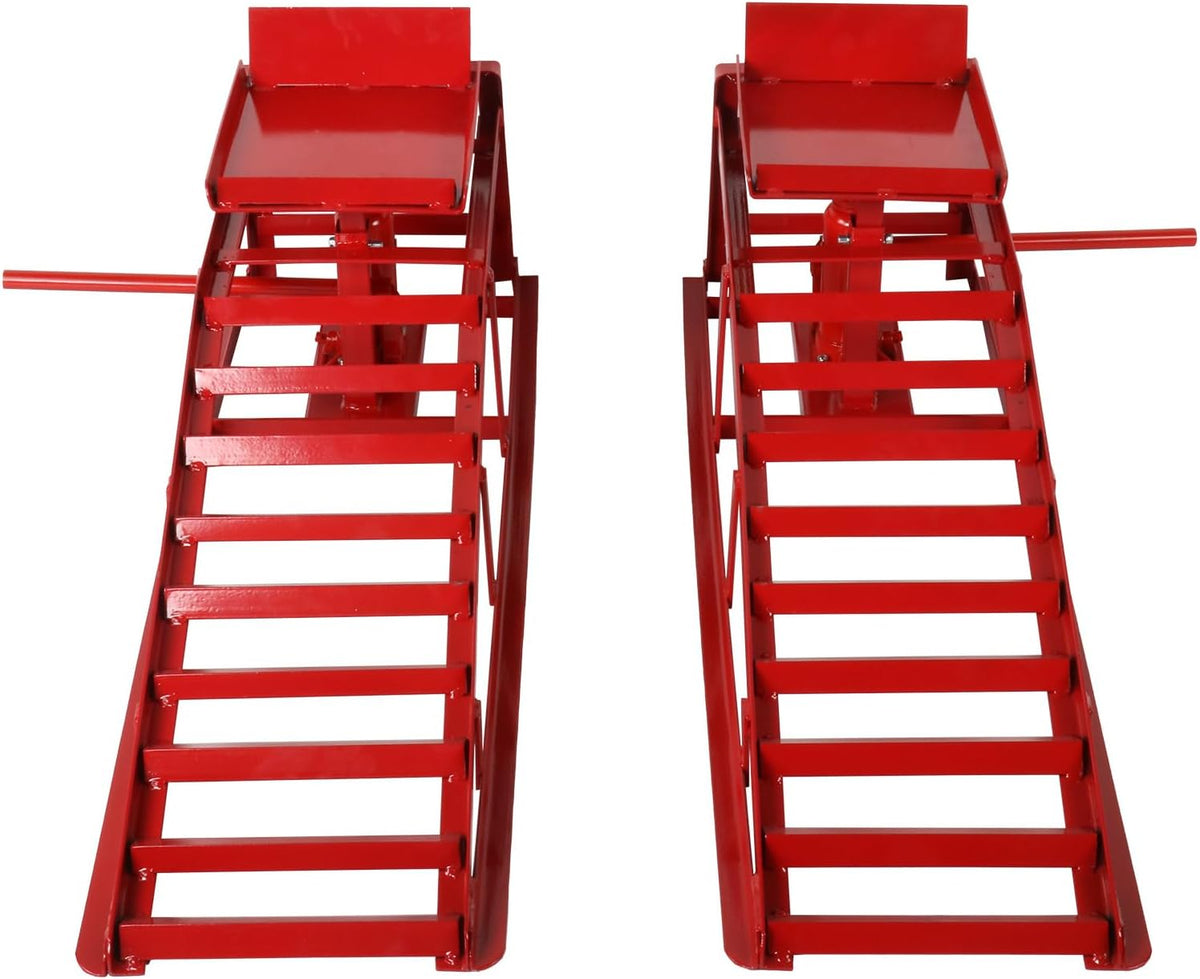 5 Ton 2 Pack Hydraulic Car Ramp Elevator 10000 Lbs for Auto Car Truck Trailer Garage Service Vehicle Ramp Lift Jack Hydraulic Lift (Red)