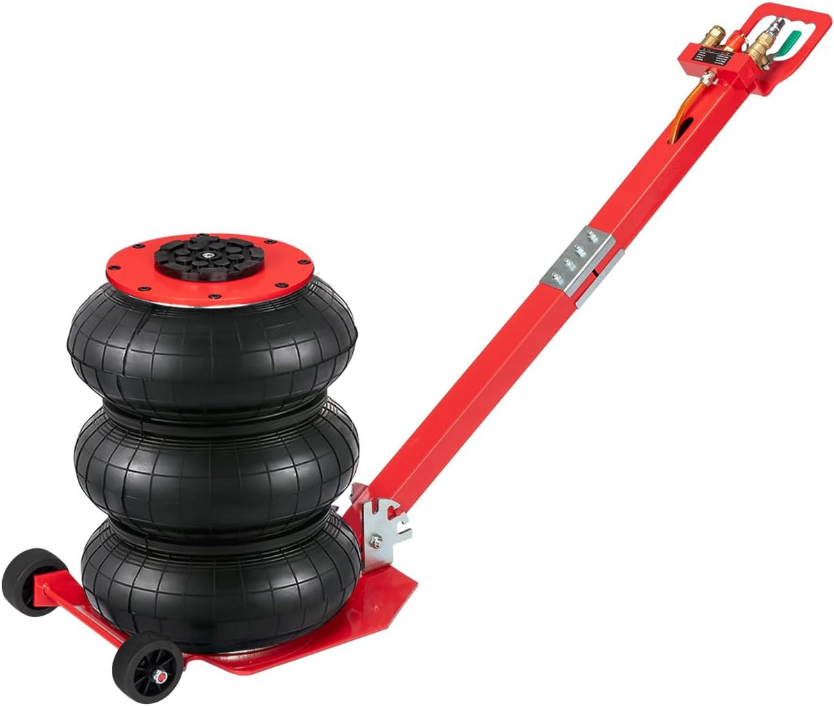 Air Jack 3 Ton/6600 lbs Airbag Jack Pneumatic Jack Lift Up to 15.75 Inch 3-5S Fast Lifting Air Bag Jack for Garage Cars Trucks with Adjustable Long Square Handle Red