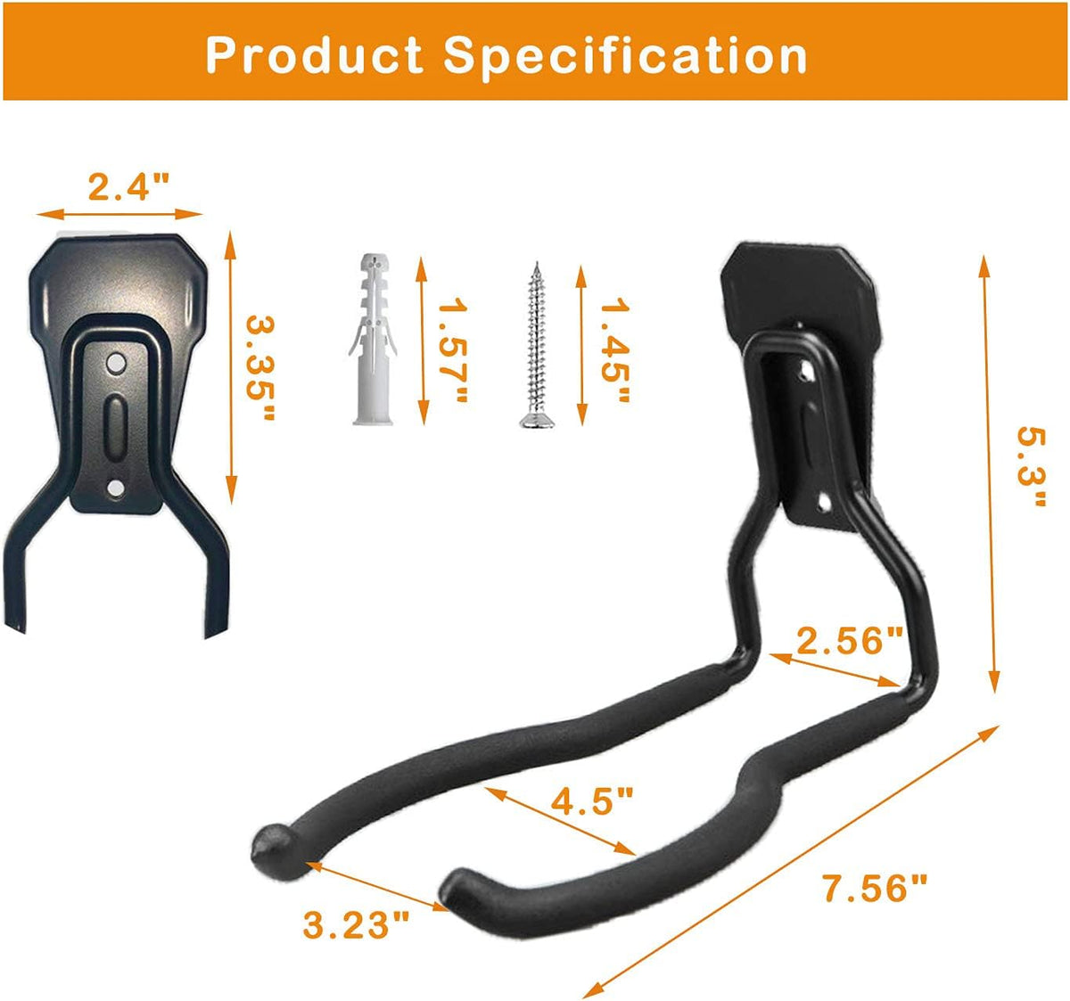 Garden Power Tool Hanger, Garage Wall Hooks, Weedeater Rack, String Trimmer Hanger, Utility Hooks for Garage Tool Organizers and Storage - Black-1 Pcs