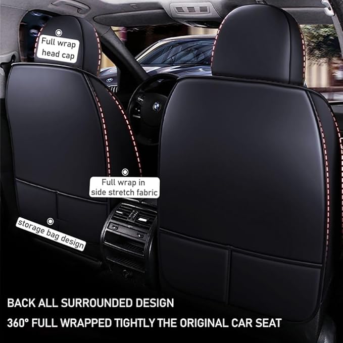 for Chevy Equinox Seat Covers 2005-2026, Full Coverage Customized Car Seat Covers, Premium Leather Waterproof Stain-Resistant Easy to Install (Standard 5 Seats, Black&Coffee)