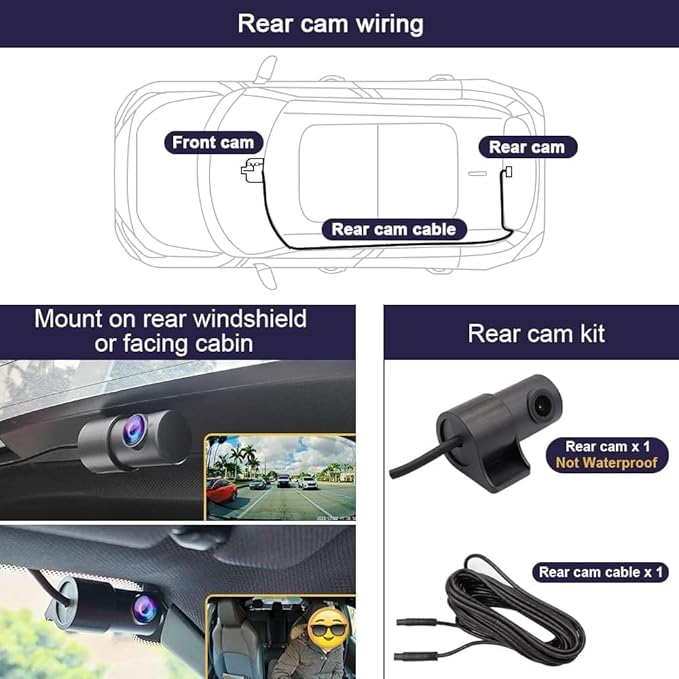 Fitcamx 2K Dual Dash Cam Suitable for Lexus RX 350 450h F Sport Luxury 2016 2017 2018 2019 2020 2021 2022, OEM Style, Front 1440P Rear 1080P HD Video, Loop Recording WiFi, Parking Mode, 64GB Card