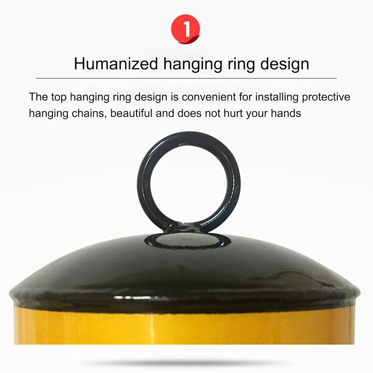 Parking Post, Removable Bollard, Yellow Safety Steel Bollard Post, with Reflective Strips and Hanging Ring, Basement Parking Lock Pillar Stations Column Lock Roadblocks Boll