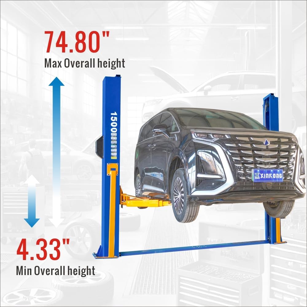 XK-1500 Auto Lift Car Lift Capacity 15000 Lbs Two Post Truck Hoist with 36 Months Parts Replacement