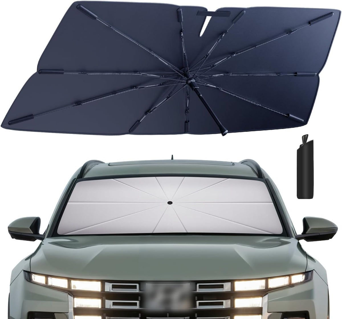 Windshield Sun Shade Umbrella: for Hyundai Santa-Cruz-2022-2025 - Front Custom Car Window Shades - Foldable Sunshades Block UV Keep Cool