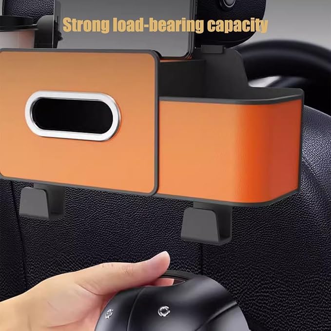 Car Multifunctional Seat Back Waterproof Storage Bag, Multifunctional & Waterproof Car Back Seat Organizer with 2 Cup Holders&Hooks, Hanging Storage Box for Most Cars (2pcs A)