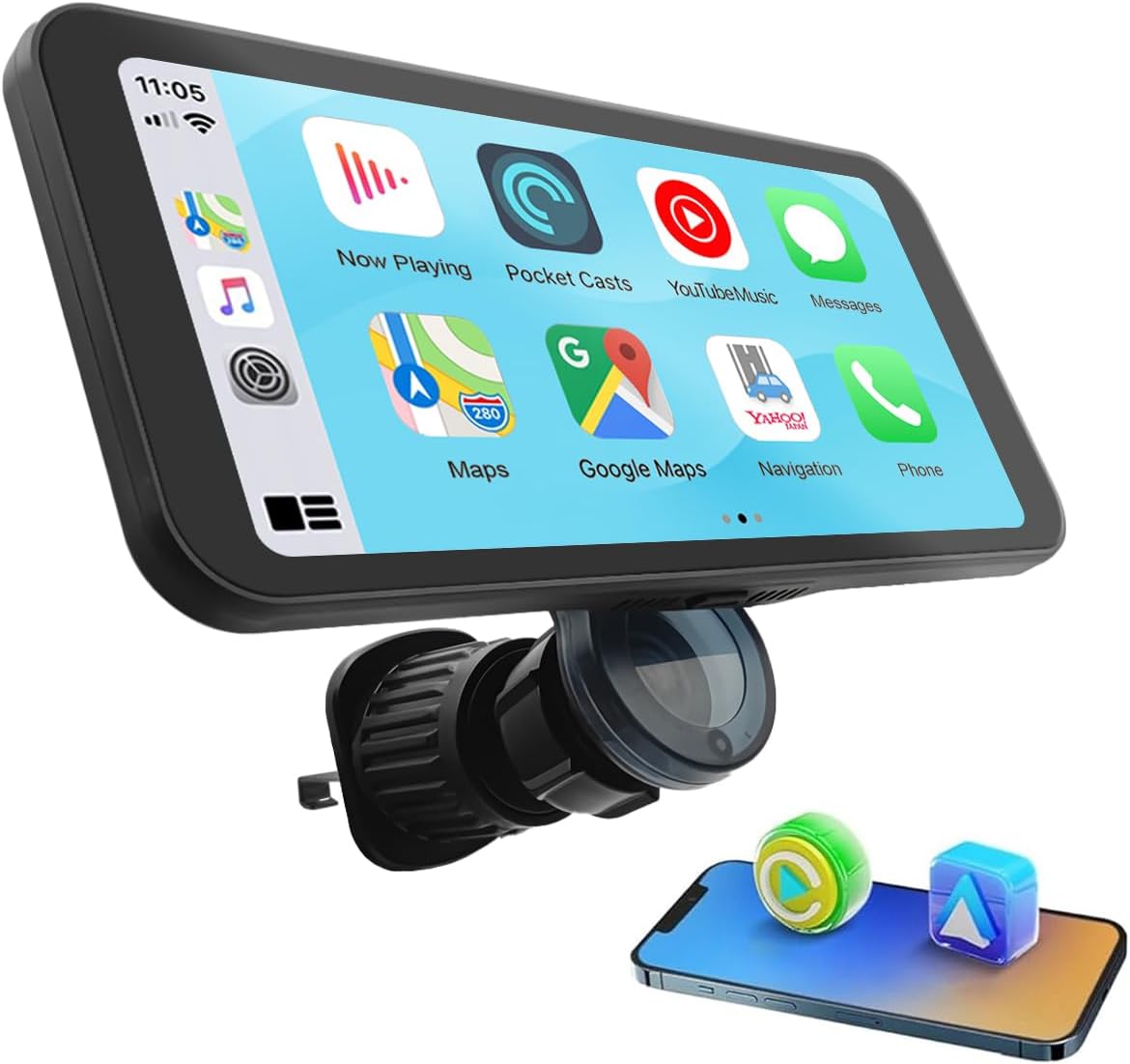 NikoMaku Wireless Carplay Screen, Portable Android Auto Car Stereo with Easy Setup Magnetic Mount, Compact Carplay Screen for Vehicle, Airplay, Mirror Link, Map Navigation, SD-1M (6.25 in)