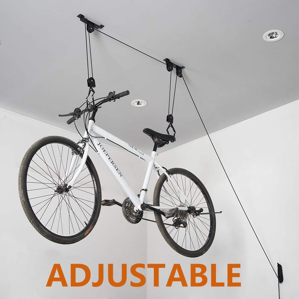Wallmaster Ceiling Bike Mount Hanger, Bike Ceiling Lift Hoist, Bike Pulley System for Garage, Indoor Bicycle Hooks, 1 pack