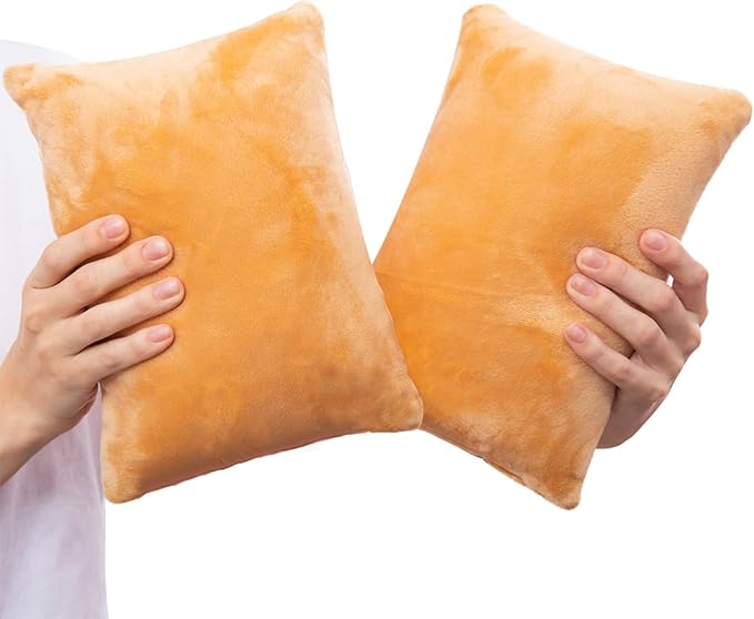 2 Pack Small Pillow, Memory Foam Mini Pillow 11 X 7 Inches for Travel, Sleeping, Nap and Neck, Knee, Lumbar Support, Tiny Cushion for Pet, Dogs (Camel)