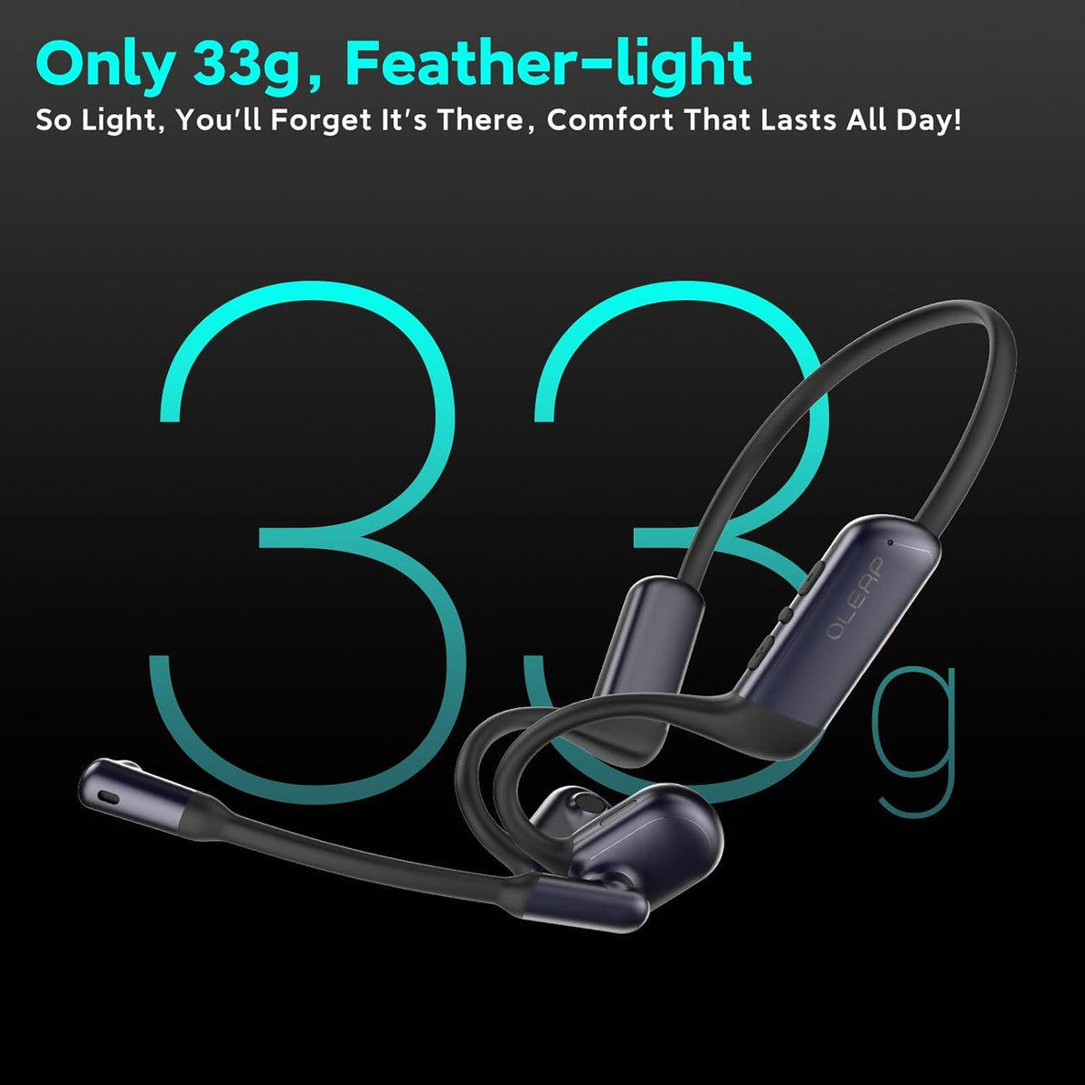 Pilot P200b Pro Wireless Headset with Mic for Work,50dB AI Noise Cancelling Microphone Headphones for Call,Bluetooth 5.3 Open Ear Headphones with USB-C for Mobile Office,Meetings,PC & Phone