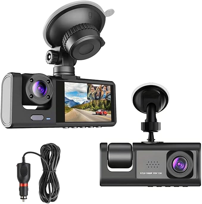 Dual Dash Camera for Car Front and Inside Dash Cam Car Security Video Recorder with Audio 1080P Vehicle Cam Plug and Play, WDR, Night Vision, G-Sensor Auto Lock, 2 Inch Screen