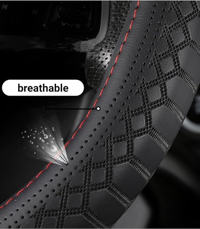 Wood Car Steering Wheel Cover Rubber Inner Ring All Car Universal Four Seasons Universal Thin Fiber Leather Anti-Slip 16 17 18 19inch for Truck (19inch, Brown)