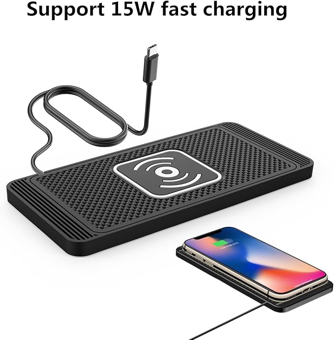 Wireless Charging Pad for Car for Nissan Terra Kicks Teana Rogue Tiida, 15W Fast Wireless Charger Mat Non-Slip Silicone Car Center Console Phone Charging Pad,B/15W-USB