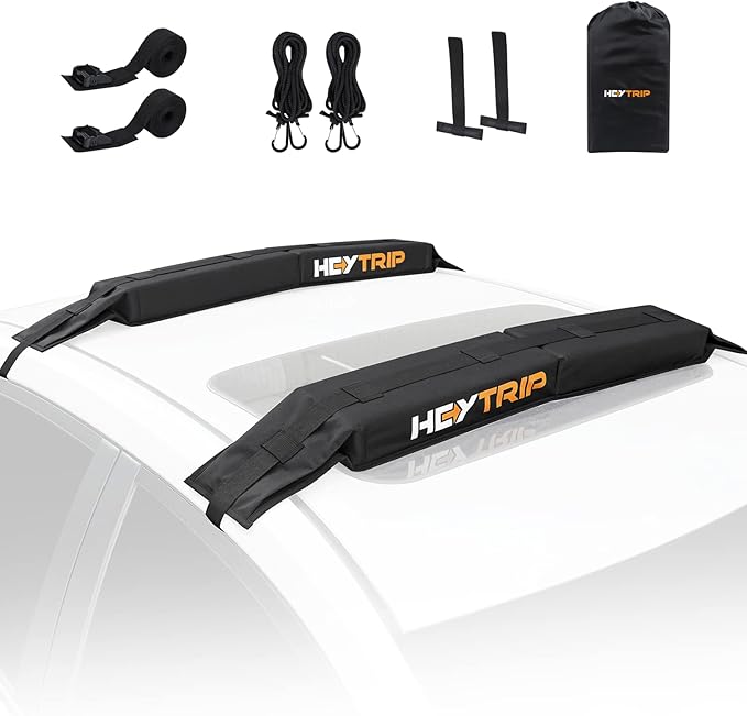 HEYTRIP Universal Soft Roof Rack Pads for Kayak/Surfboard/SUP/Canoe with 15FT Tie-Down Straps and Storage Bag