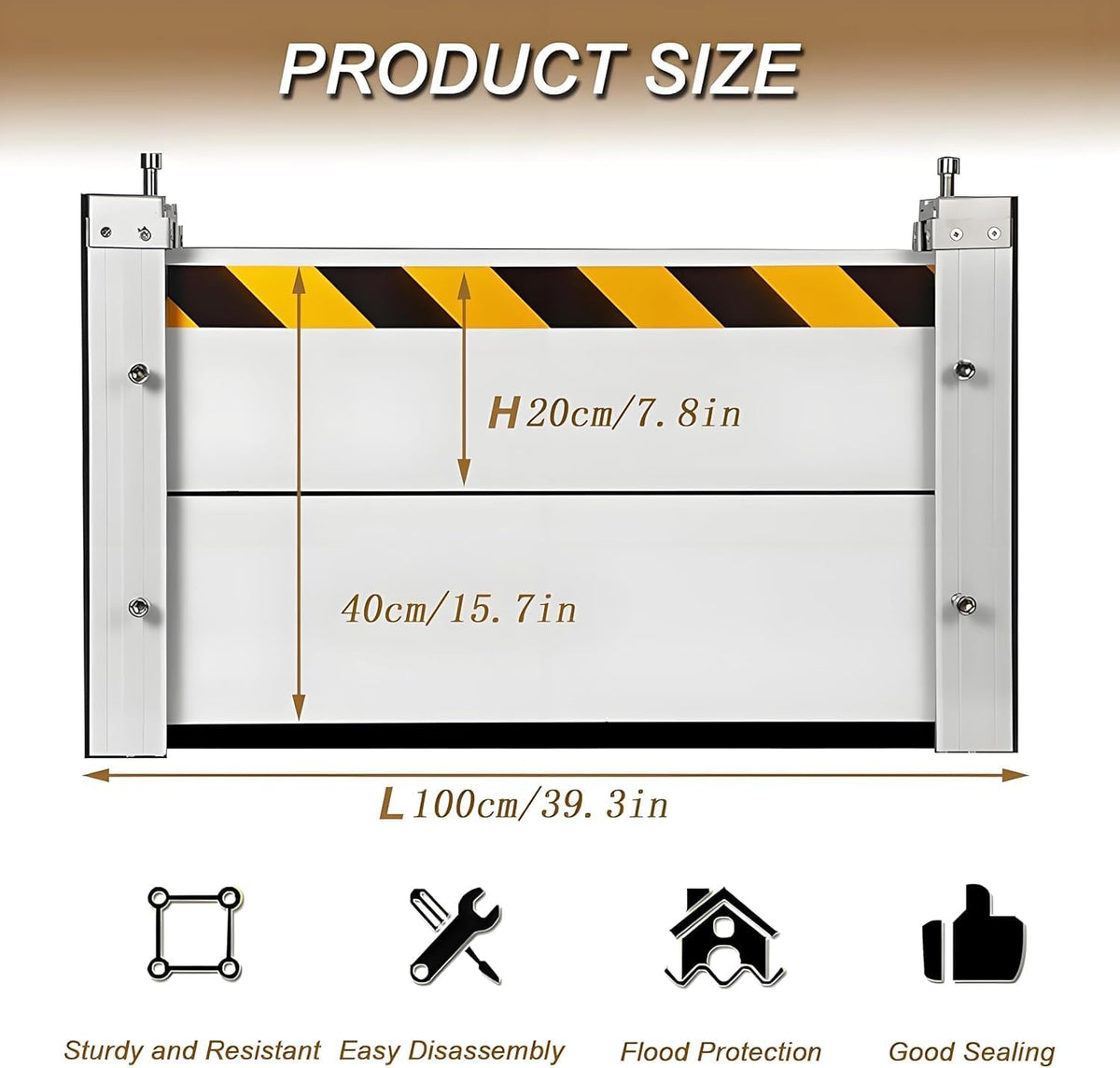 Flood Barriers for Home Exterior - Aluminum Alloy Outdoor Easy Flood Barrier Garage Doors Water Barriers for Flooding,H7.9 Inch/L7FT